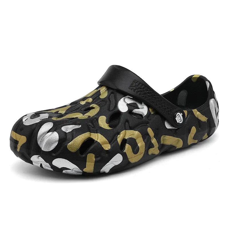 Color: SKY BLUE, Shoe Size: 45 - Men Summer Slippers Thick Sole Mens Clogs Sandals Hollow Breathable Flip Flops Sandals Shoes Fashion Beach Slippers