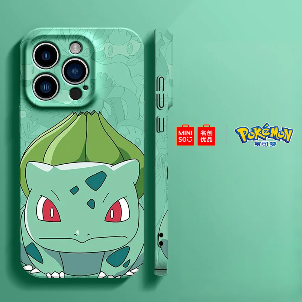 Color: BRIGHT PINK, Material: Cotton Fabric - Miniso Pokemon Collaboration Pikachu Gengar Phone Case For iPhone 15 14 13 11 12 16 Pro Max Plus X XR Girl Silicone Phone Case