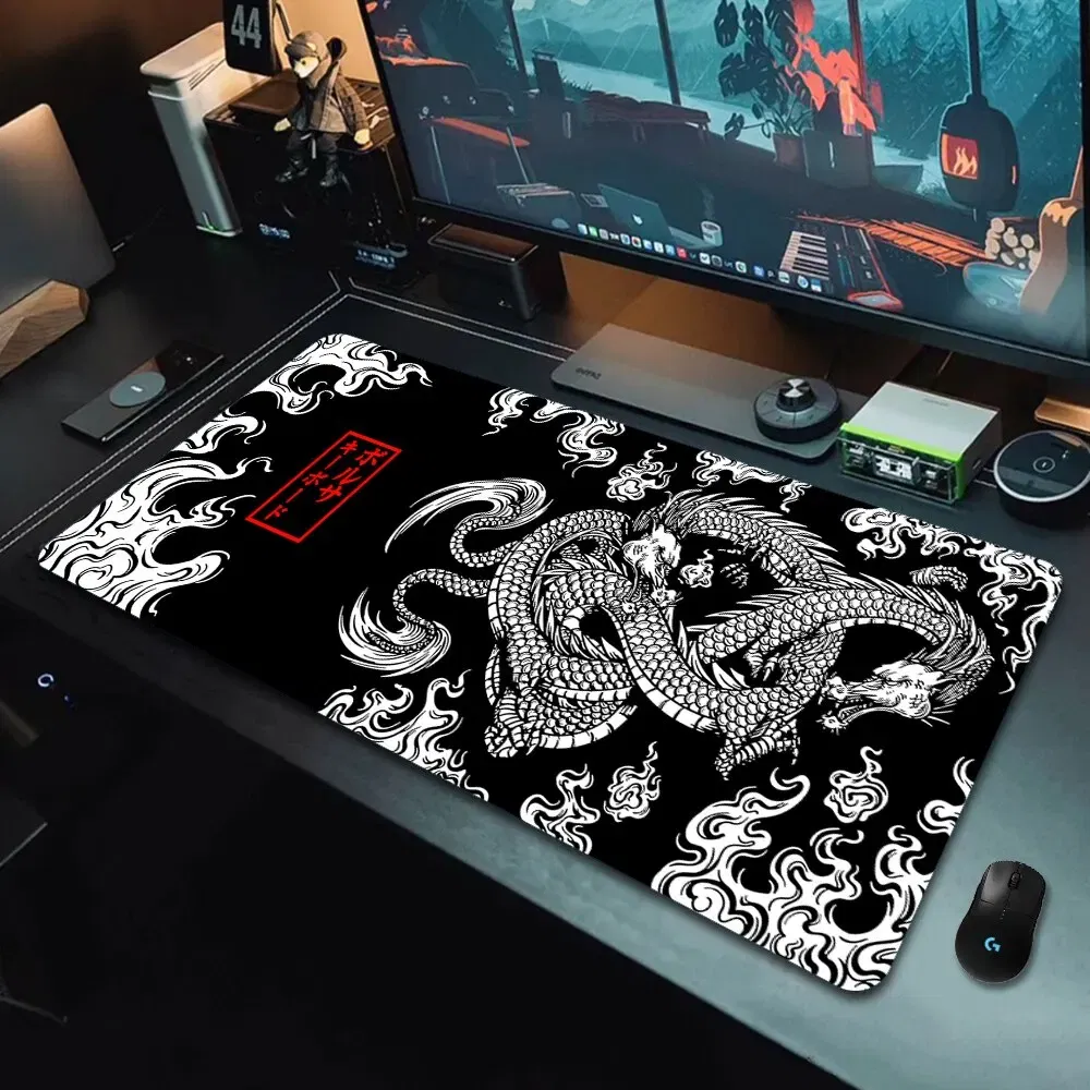 Size: XXS, Color: BROWN - Japanese Dragon Large Gaming Mousepad XXL Keyboard Gamer Mouse Pad on The Table Speed Desk Mat Anime 900x400 700X300 Mouse Mats