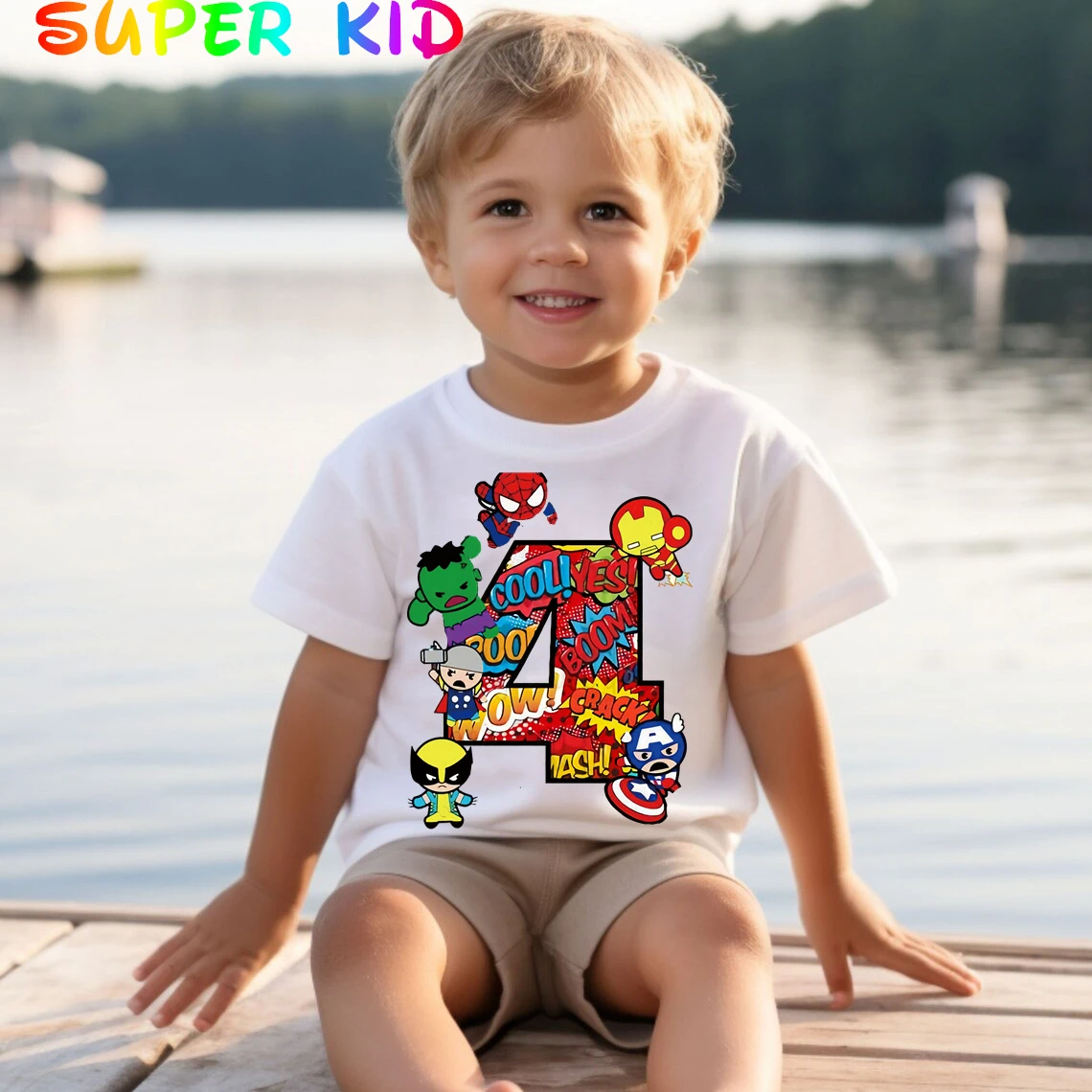 Color: GRAY, Kid Size: 6T - Summer 2024 3 4 5 6 7 8 9 Marvel SuperHero Birthday Girl Short Sleeved T-shirt The Avengers Personalize Name Birthday Boy Shirt