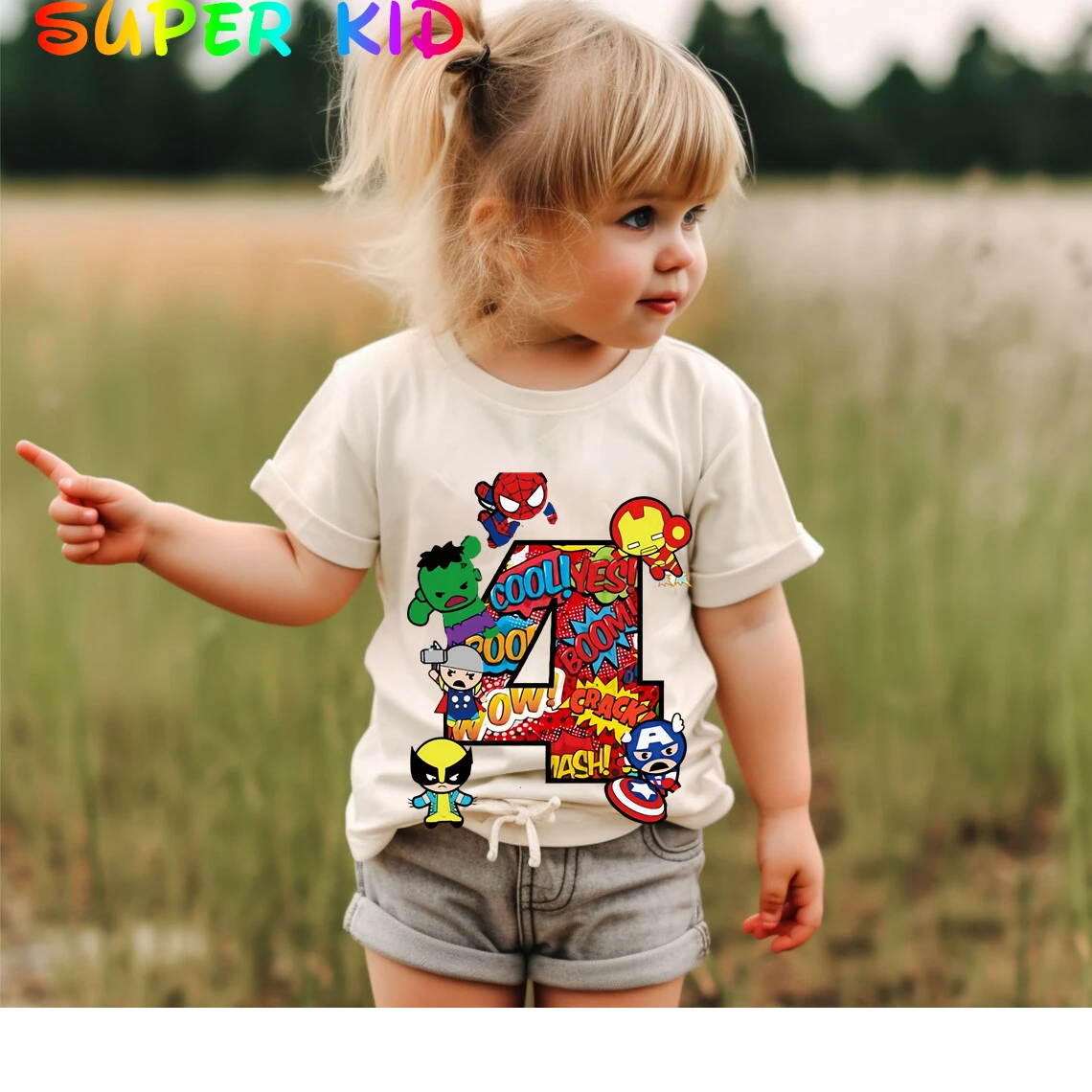 Color: GRAY, Kid Size: 6T - Summer 2024 3 4 5 6 7 8 9 Marvel SuperHero Birthday Girl Short Sleeved T-shirt The Avengers Personalize Name Birthday Boy Shirt