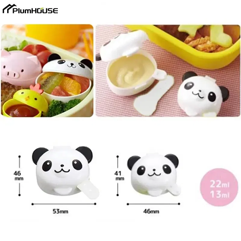 Color: MULTI - 2Pcs Lunch Bento Soy Sauce Box Container Cute Plastic Condiment Dispenser Mini Portable Salad Dressing Tomato Ketchup Bottle Jar