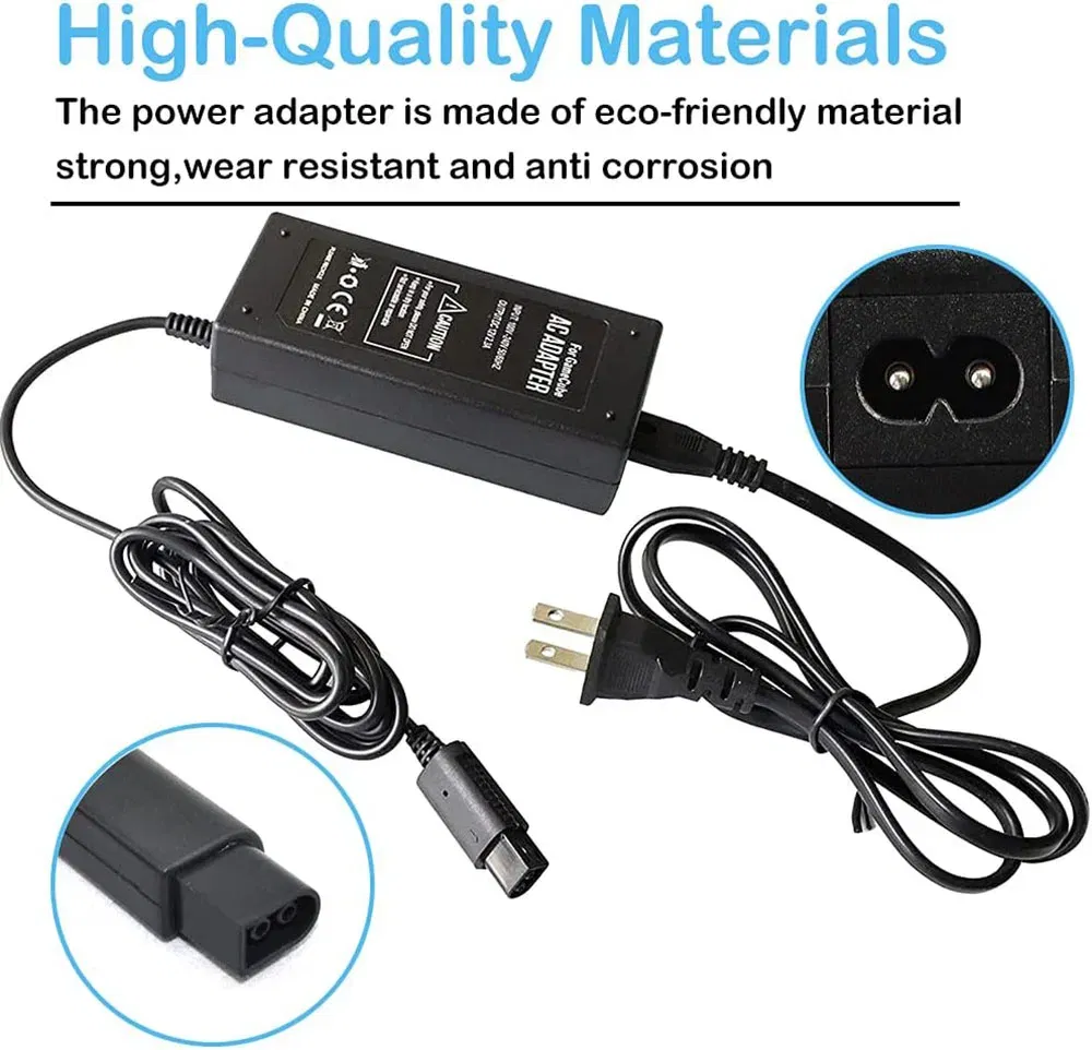 Bundle: Bundle 4 - AC Power Supply for Gamecube, AV Composite Cable Cord Compatible with Gamecube NGC Console
