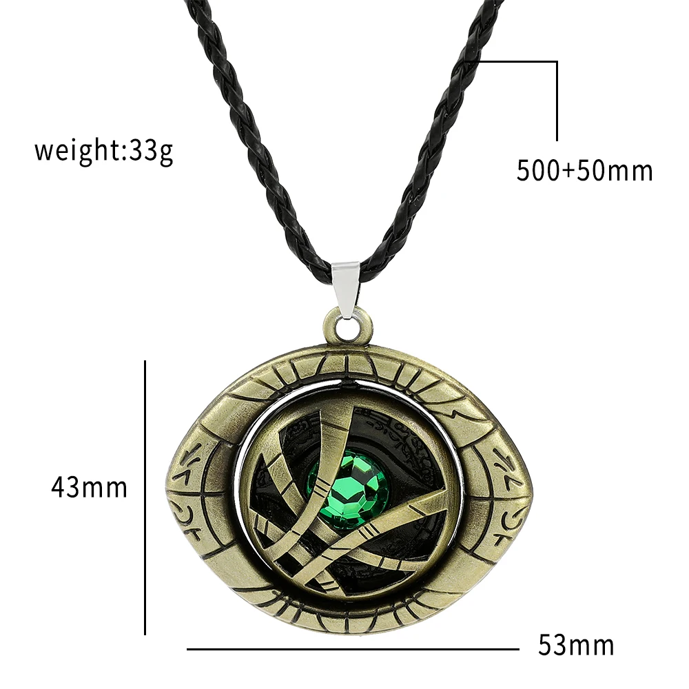 Metal color: Gold-color - Marvel Avengers Dr Strange Necklace Doctor Strange Infinity Time Stones Eye of Agamotto Rotatable Necklace Kpop