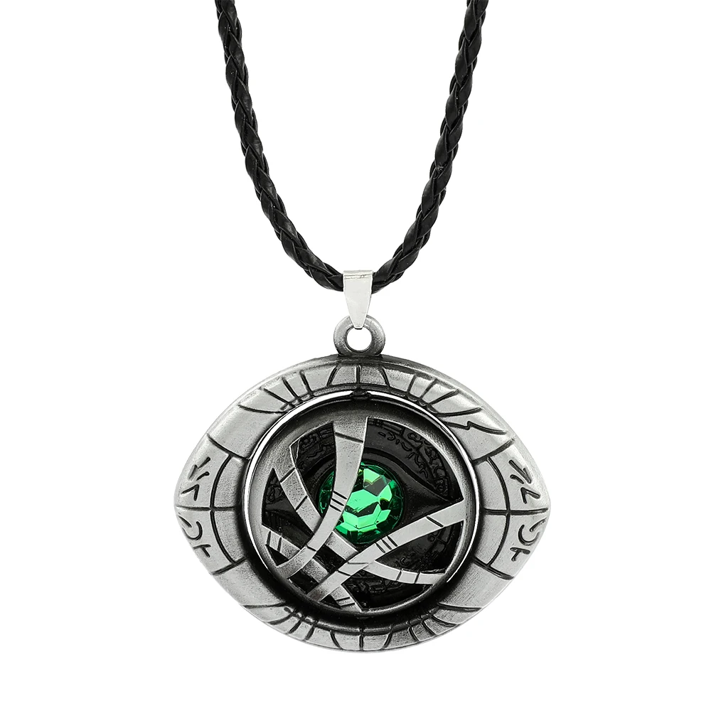 Metal color: Gold-color - Marvel Avengers Dr Strange Necklace Doctor Strange Infinity Time Stones Eye of Agamotto Rotatable Necklace Kpop