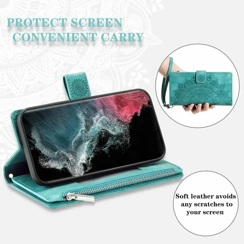 Color: LIGHT BLUE, Material: Other - S24 Ultra S23 Plus S 22 CrossBody Strap Zipper Wallet Case for Samsung Galaxy S22 S23 FE S21 S20 23 24 Ultra Note 20 Book Cover