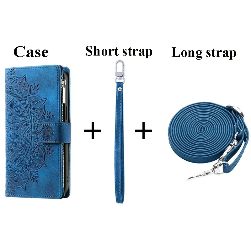 Color: LIGHT BLUE, Material: Other - S24 Ultra S23 Plus S 22 CrossBody Strap Zipper Wallet Case for Samsung Galaxy S22 S23 FE S21 S20 23 24 Ultra Note 20 Book Cover