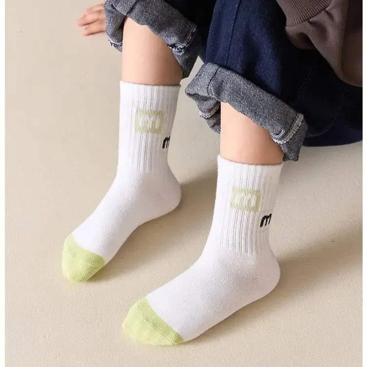 Color: Brown, Size: 7-9T - 1-14T Children's Socks Autumn Cotton Socks 5 pairs/bag Kids Spoty Socks Boys Baby Mid Calf Socks