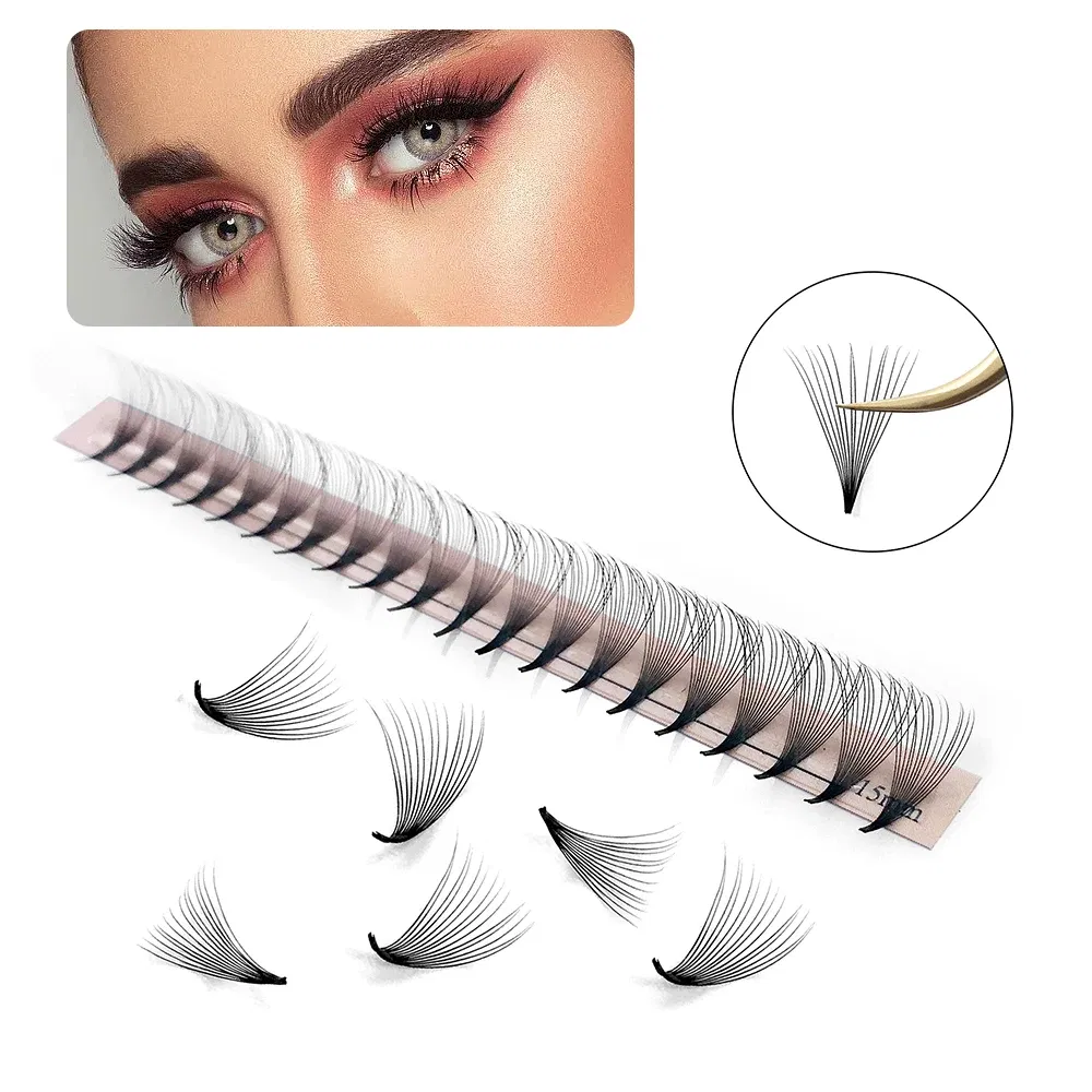 Color: Blue, Curl: C, Thickness: 0.07mm, Length: 9mm, Ships From: CHINA - Goddess Premade Volume Fans 5D 6D 10D 12D 14D 16D 20D  Individual Lashes Extension Pointy Stem Russian Volume Fans 120/320 fans