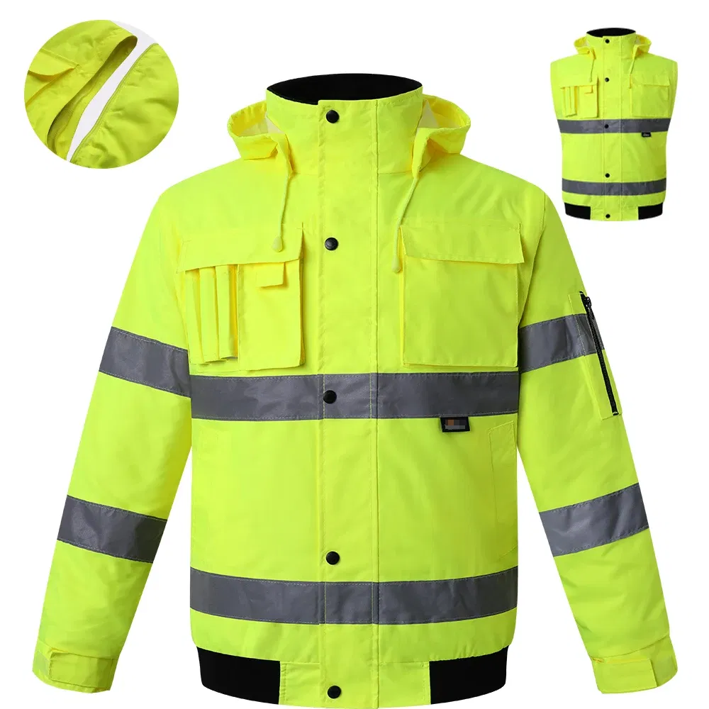 Color: Yellow, Size: M - High Visibility Parka Windproof Jacket Waterproof Parka Men's Work Reflective Parka