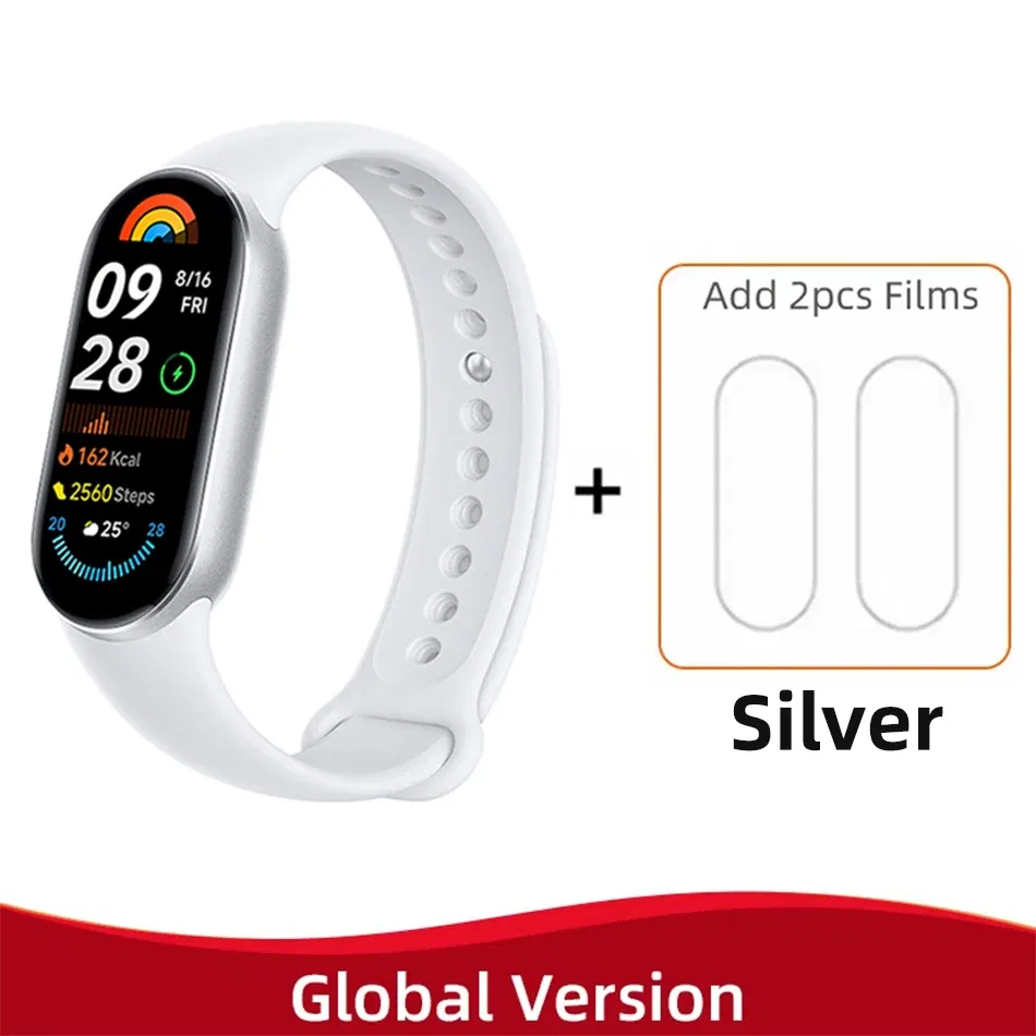 Color: Champagne, Ships From: CHINA - New! Global Version Xiaomi Band 9 Mi Smart Bracelet 9 Color AMOLED 1.62" Ultra 21 Days Battery Life Miband Wrist Watch Blood