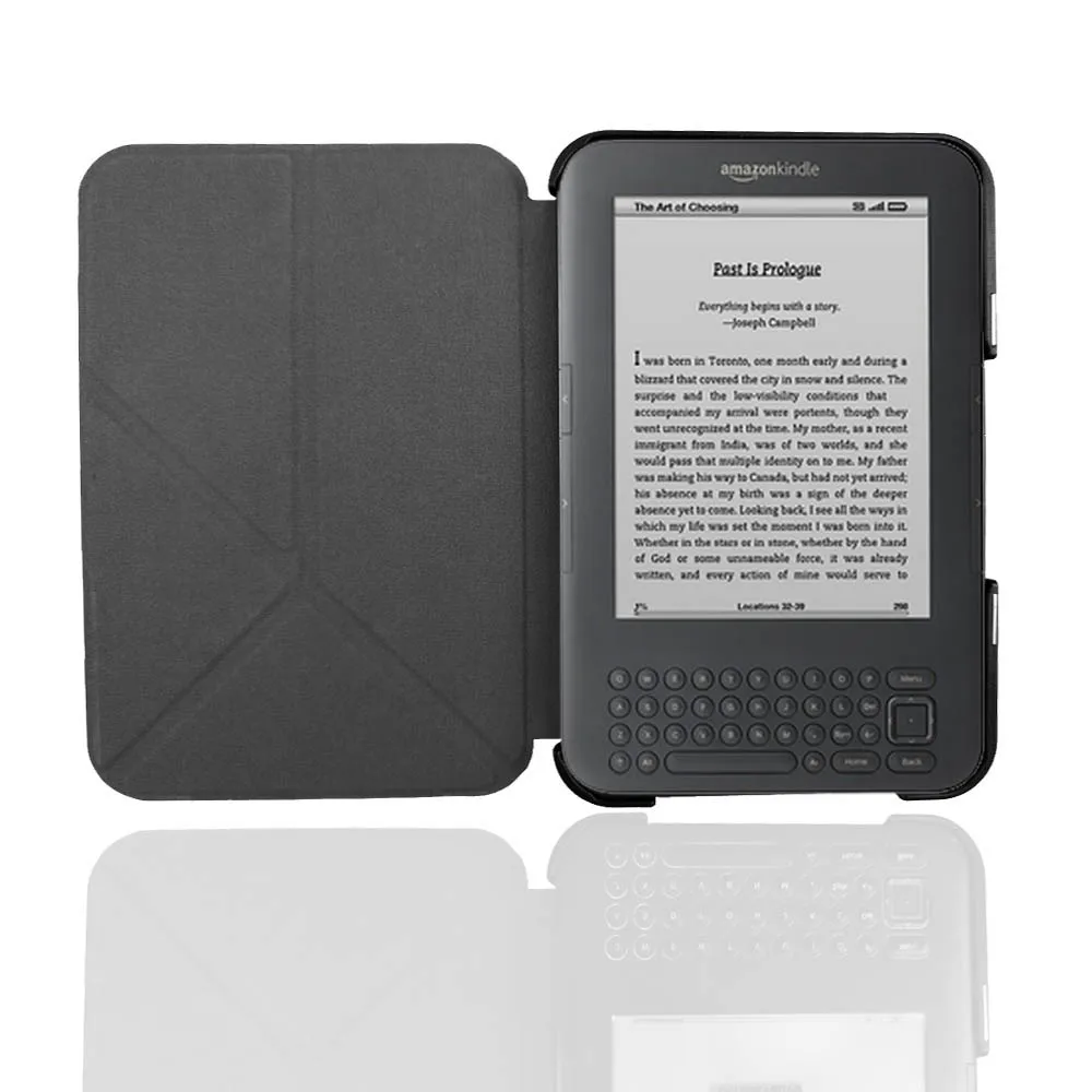 Color: Tan/Khaki - Lightweight Stand Case For Kindle Keyboard 3rd Gen Leather Cover Reader Kindle3 Kindle D00901 Flip Folio Magnetic Closure