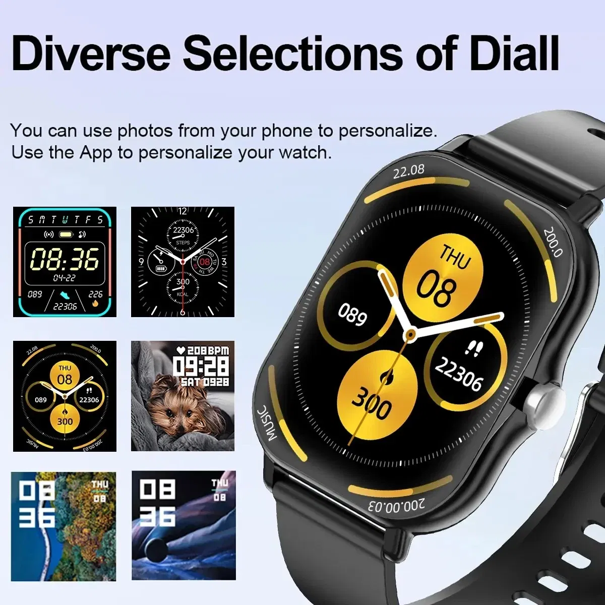 Color: green - 2.01 Inch Bluetooth Call Smartwatch IPhone for Men and Women Health Monitoring Watch Step Count Smart Watch