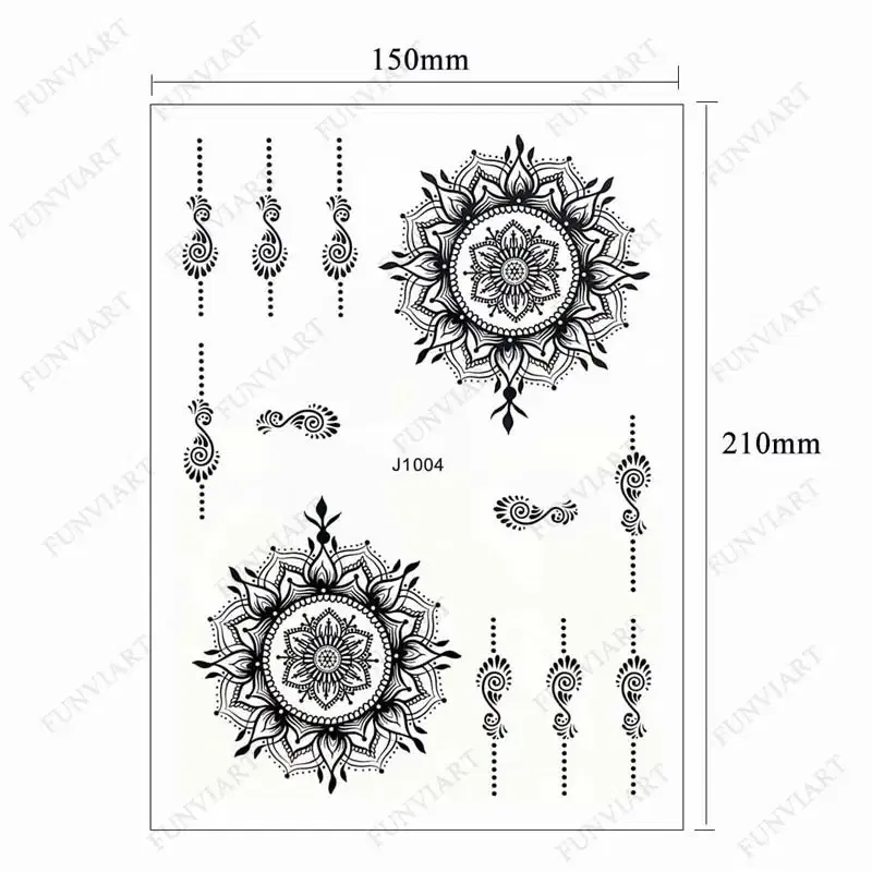 Color: BROWN, Ships From: CHINA - Black Henna Temporary Tattoos for Women Lace Flower Mehndi Sticker for Hand Fake Henna Tattoo Sticker Body Art Hena Tatoo