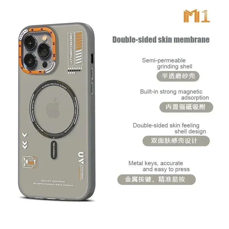 Color: Brown, Material: PP - Matte Magnetic Phone Case For iPhone 12 13 14 15 16 Pro Max Megsafe Wireless Charge Frosted Back Metal Lens Frame Buttons Cover
