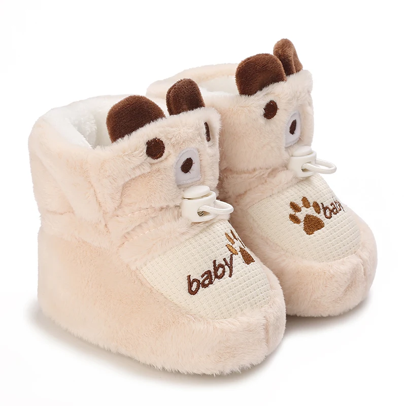 Color: Lavender, Baby Age: 13-18 Months - Winter New Cute Cartoon Baby Booties Boy Girl Boots Cotton Soft-Sole Non-Slip Warm Toddler First Walkers Infant Crib Shoes