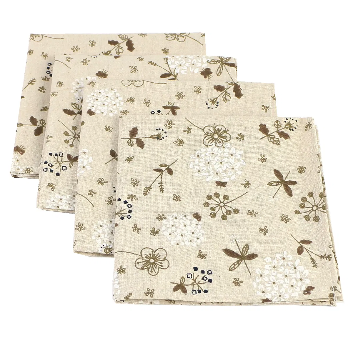 Color: Clear - 4PCS 40x40CM Floral Printed Cloth Napkins Japanese Style Dinner Dish Towel Wedding Restaurant Bar Table Mat serviette de table
