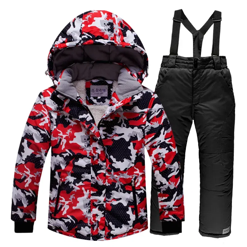Color: SKY BLUE, Kid Size: 3T - OLEKID 2025 Russia Winter Children Boy Ski Suit Waterproof Girl Jacket Overalls Snowsuit 3-16 Years Kid Teenage Parka Snow Suit