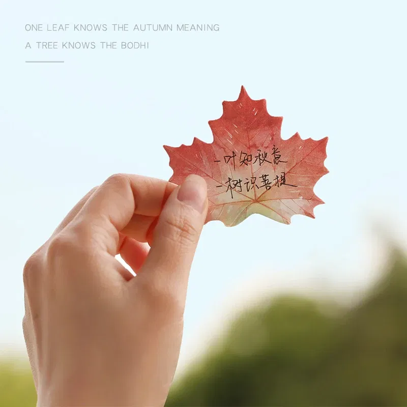 Color: Light Grey - Various Leaves Collection Self-Adhesive N Times Memo Pad Sticky Notes Bookmark Stationery Office School supplies