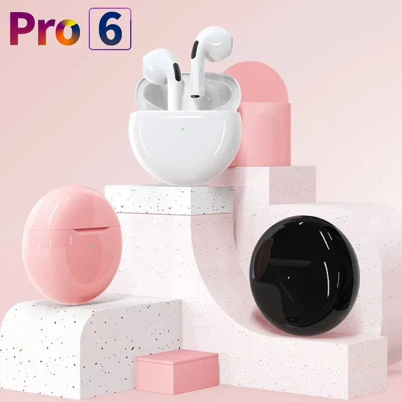 Color: Blue - Original Pro6 TWS Wireless Bluetooth Headset Bluetooth 5.3 Earphones Sport Earbuds Smart Touch Music Headset For All Smartphones
