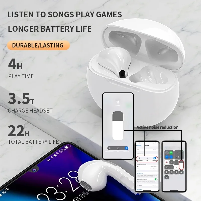 Color: Blue - Original Pro6 TWS Wireless Bluetooth Headset Bluetooth 5.3 Earphones Sport Earbuds Smart Touch Music Headset For All Smartphones