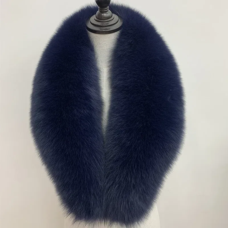 Color: Pink, Size: L - Winter Real Fox Fur Collar Woman Black Natural Fur Scarf Shawl For Women Collars Wraps Neck Warmer Fur Scarves Luxery Scarf Men