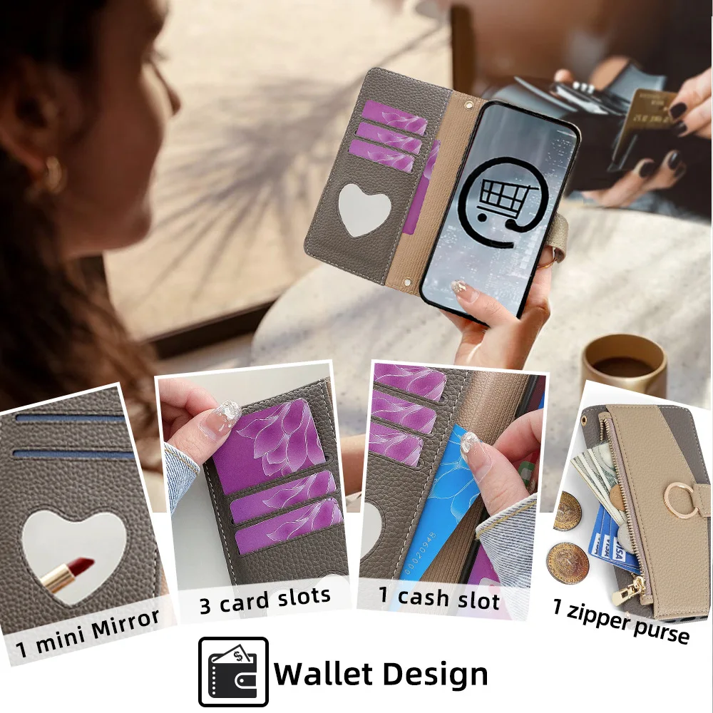 Color: Blue, Compatibility by Model: Galaxy A06 - Leather Phone Case for SAMSUNG Galaxy A05 A06 A16 A15 A36 A56 A26 5G Crossbody Wallet Case Flip Mirror Cover with Long Lanyard