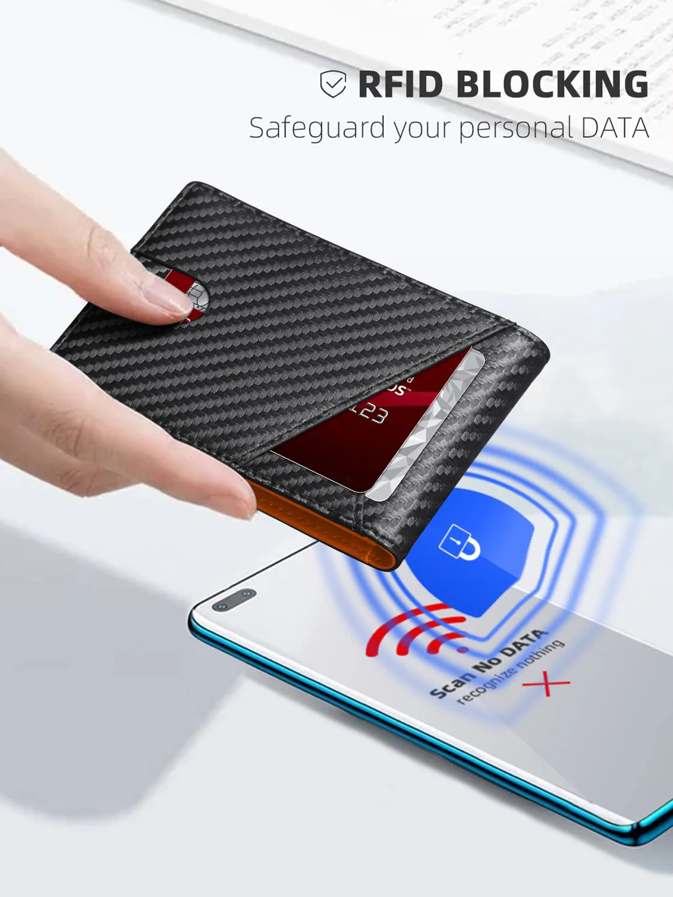 Color: Dark Grey - RFID Carbon Fiber Ultra-thin Trifold Wallet Simple Front Pocket Design Wallet Multi-function Portable 8 Card Slots Men's Wallet