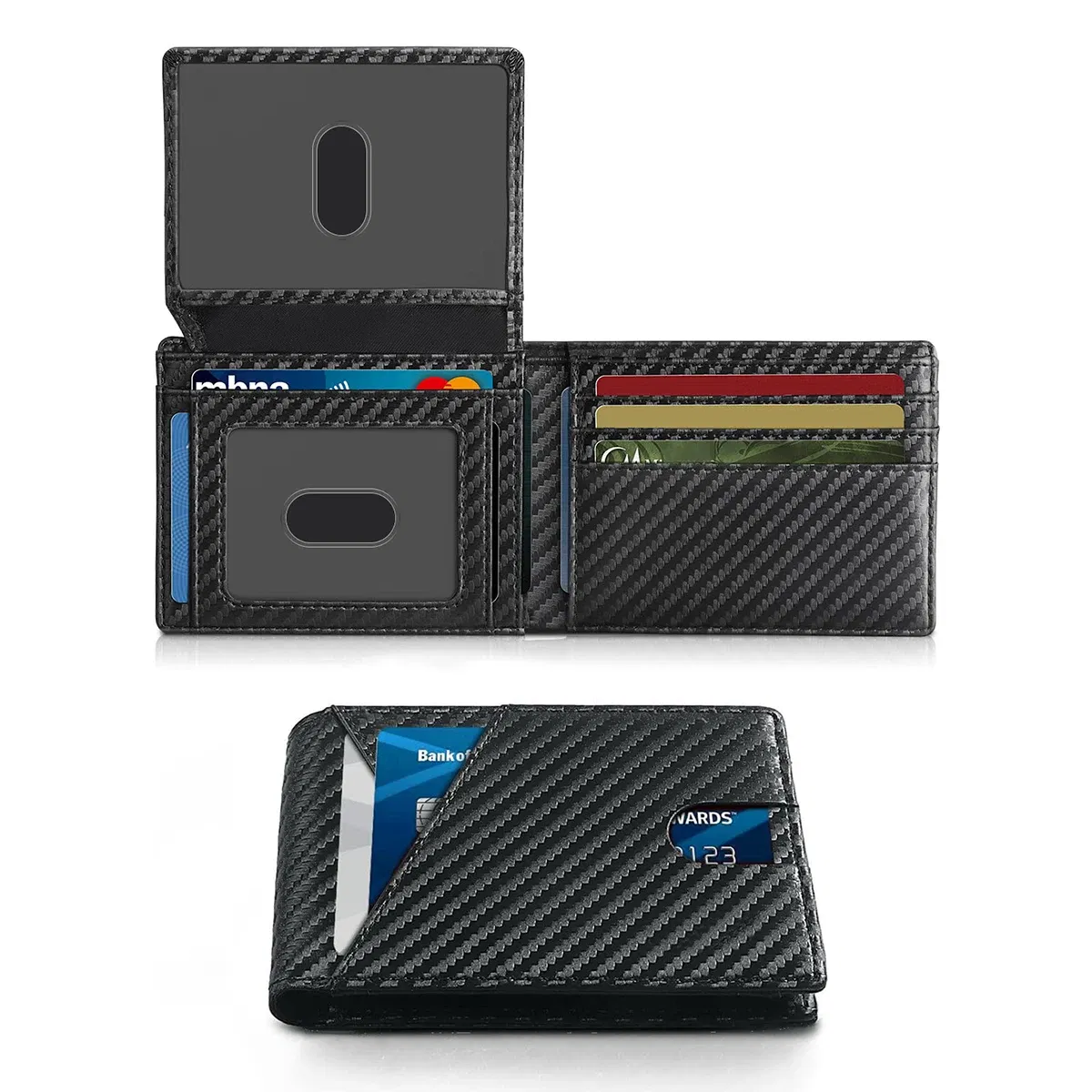 Color: Dark Grey - RFID Carbon Fiber Ultra-thin Trifold Wallet Simple Front Pocket Design Wallet Multi-function Portable 8 Card Slots Men's Wallet