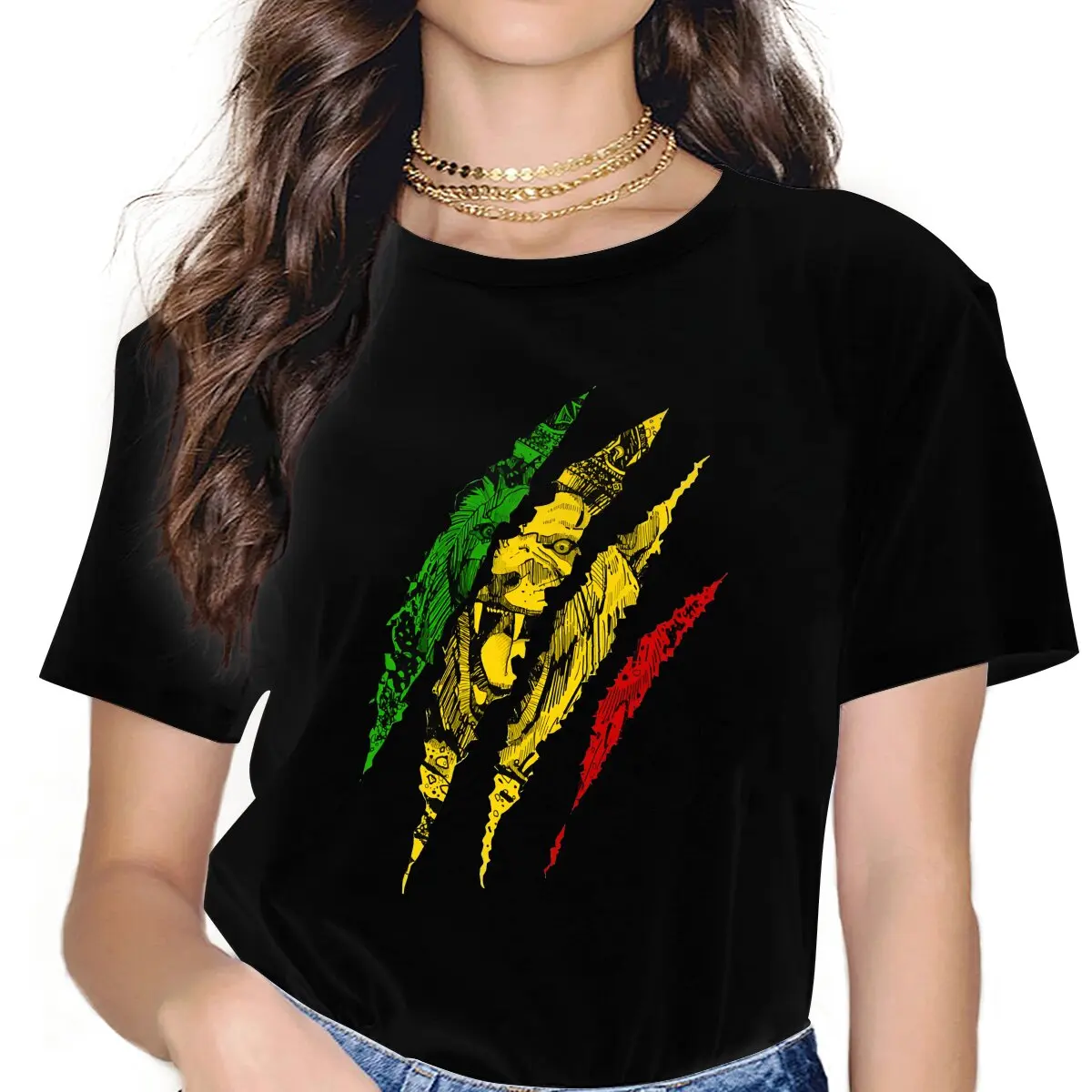 Color: black, Size: XXL - Rasta Design Polyester TShirts Warrior Lion Of Judah King Rasta Reggae Jamaica Roots Distinctive Homme T Shirt