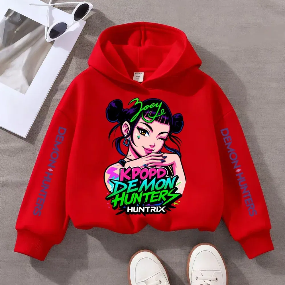 Color: Red, Kid Size: 122 - Kpop Witch Hunt Children's clothing, including men's and women's spring and autumn hoodies and fashionable sweatshirts