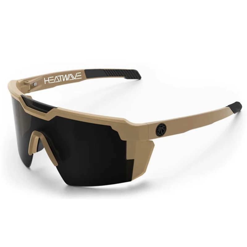 Lenses Color: Coffee, Frame Color: BROWN - NEW High quality luxury Heat Wave brand sunglasses square Conjoined lens cycling Women men sun glasses UV400