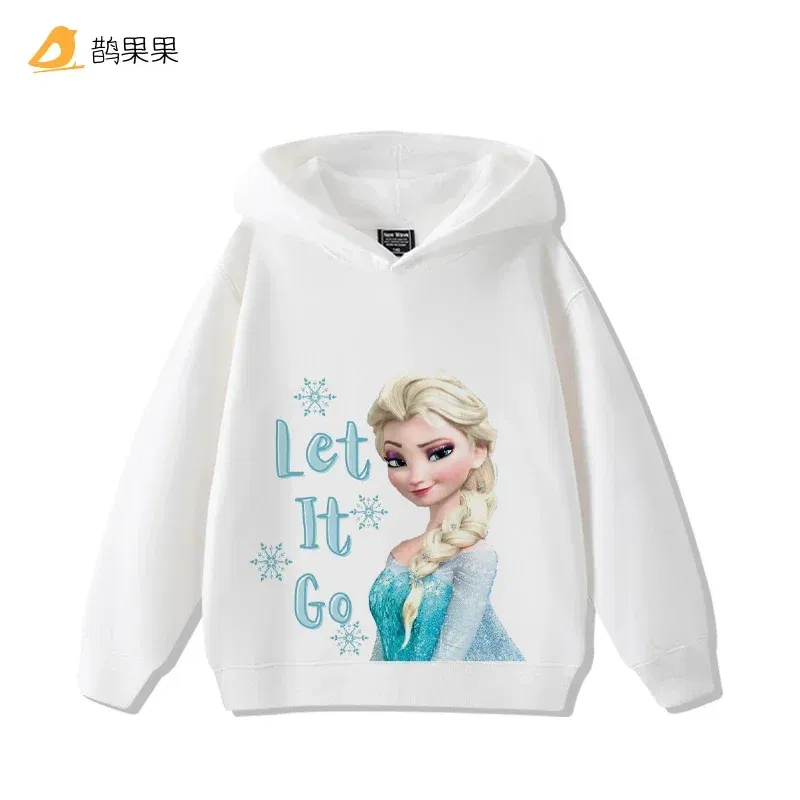 Color: green, Kid Size: 5 - Queen Elsa Surrounding Girls Autumn and Winter Hooded Sweatshirt Children Girl Children's Tops Cute Long-sleeved Coat