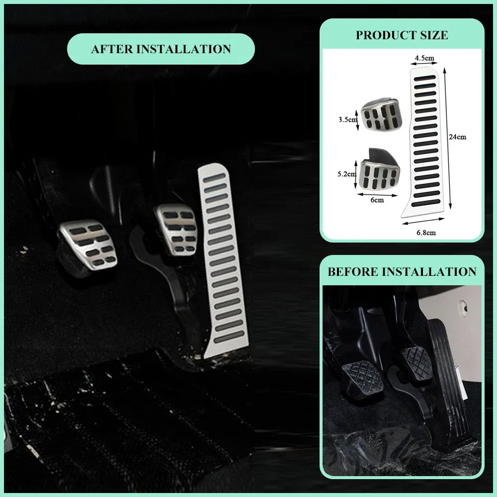 Color Name: GRAY - Jameo Auto Stainless Steel Car Gas Pedal Brake Pedals Cover for Volkswagen VW Caddy 2004 - 2015 Kit Parts Accessories