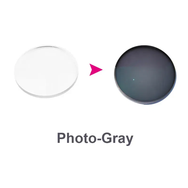 Lenses Color: WHITE, Lens Index: 1.61 - 1.56 1.61 1.67 Photochromic-Gray Lenses with Anti-blue Ray Protection Optical Prescription Glasses Myopia Hyperopia Lenses