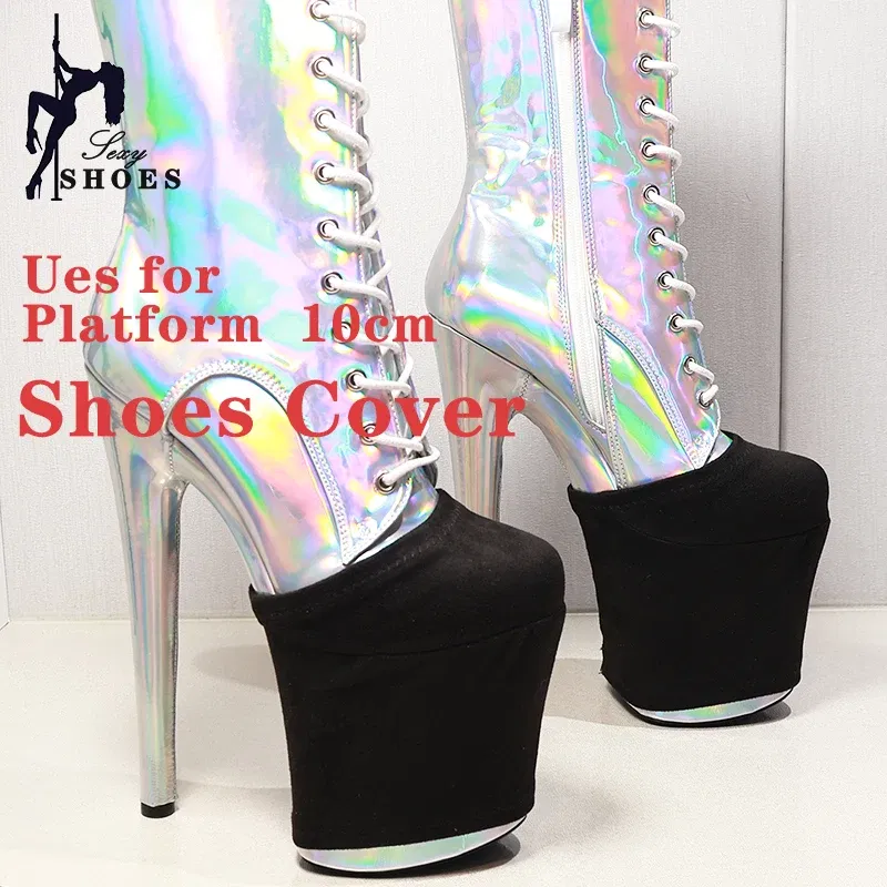 Color: GRAY, Size: M - Suede Shoes Cover Steel Pole Dance Training Specific Protective Cover 10CM Platform Anti Slip Wear-resistant Boots Protective
