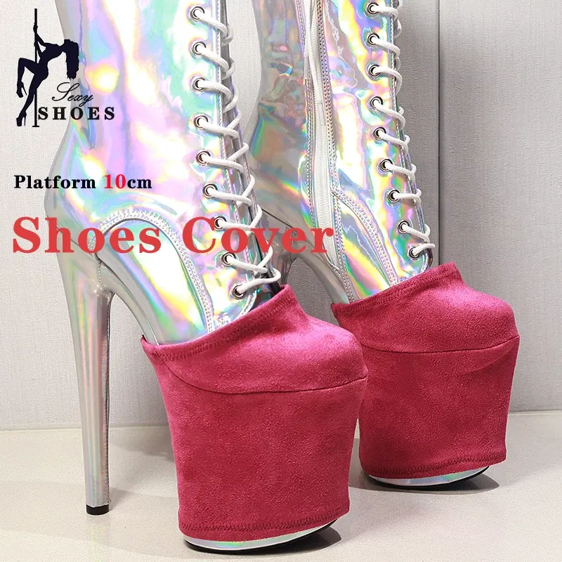 Color: GRAY, Size: M - Suede Shoes Cover Steel Pole Dance Training Specific Protective Cover 10CM Platform Anti Slip Wear-resistant Boots Protective