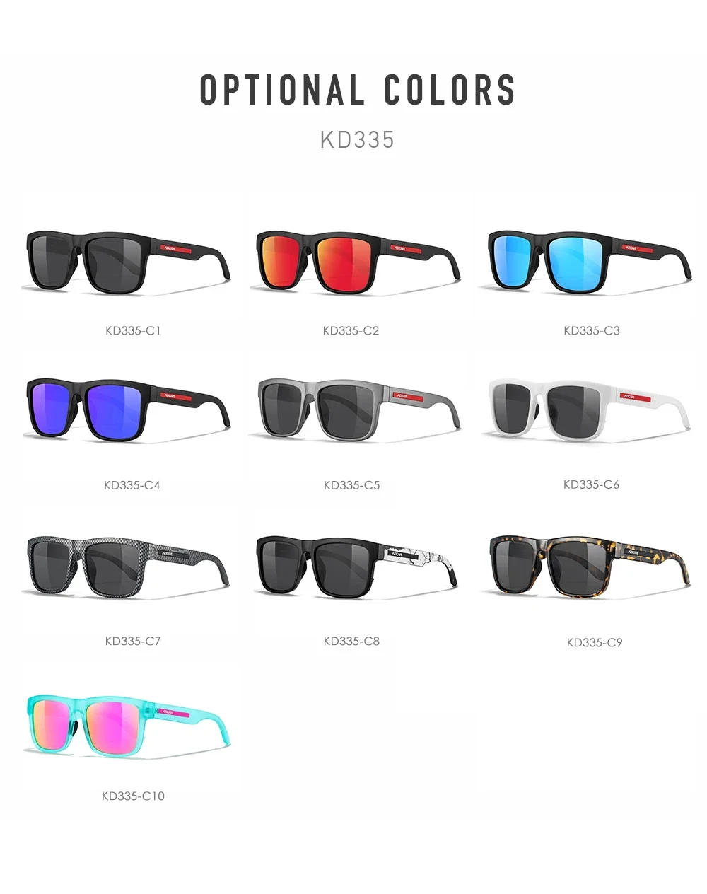 Lenses Color: black, Frame Color: WHITE - 2024 KDEAM New Polarized Sunglasses For Men UV400 Protection Lens Black Grey Frame Driving Sun Glasses Fishing Eyewear