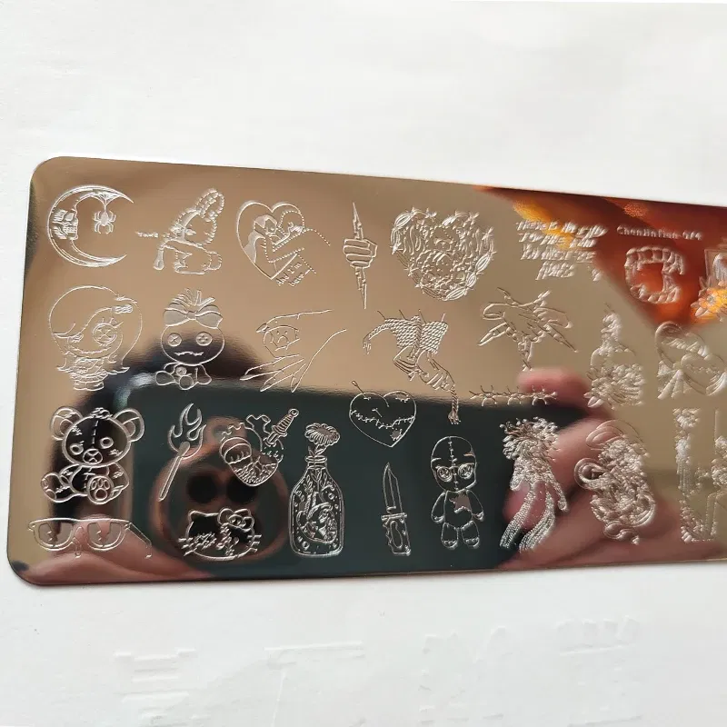 Color: transparent - Cute Cartoon Animal Nail Stamping Plates Cartoon Cat Mermaid Girl Gragon Brand Image Stainless Steel Stencil Nail Art Template