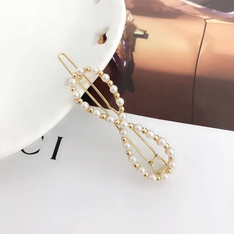 Color: green - 2019 New Fashion geometric Pearl rhinestone hairpin ball side clip Accessories For Women Girls Hairgrip Hairclip Headwear