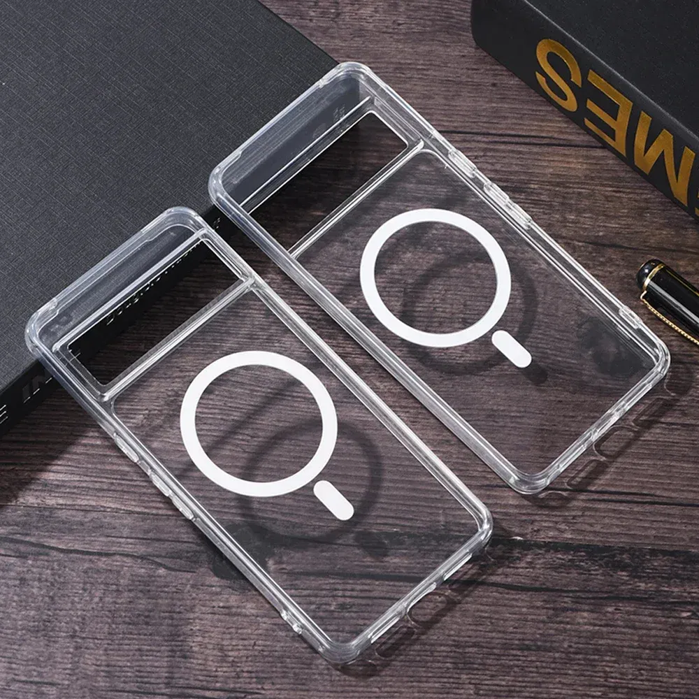 Color: Clear, Material: EVA - Transparent Magnetic for Magsafe Wireless Charge Phone Case for Google Pixel 9 8 Pro XL 7 7A Shockproof Clear Anti-fall Cover