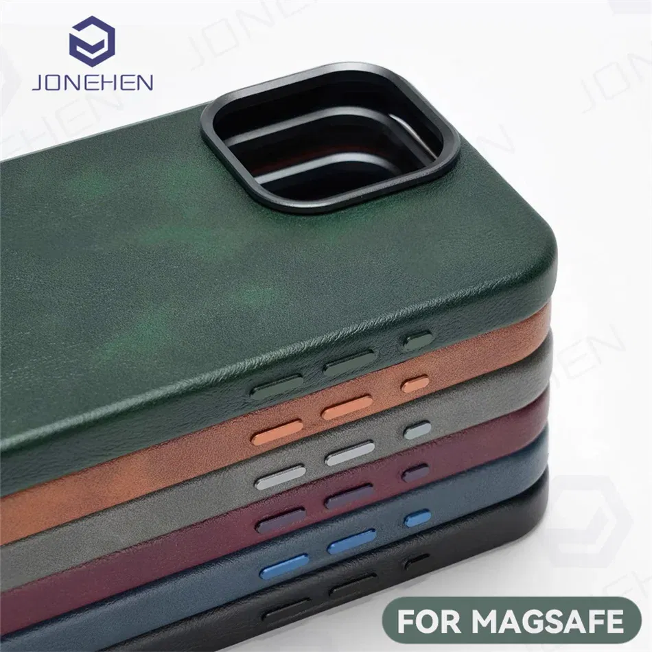Color: SKY BLUE, Material: Acrylic - High-end Retro Oil Wax Pattern Magnetic For Magsafe Leather Case For iPhone Air 15 14 Plus 13 16 17 Pro Max Camera Button Cover