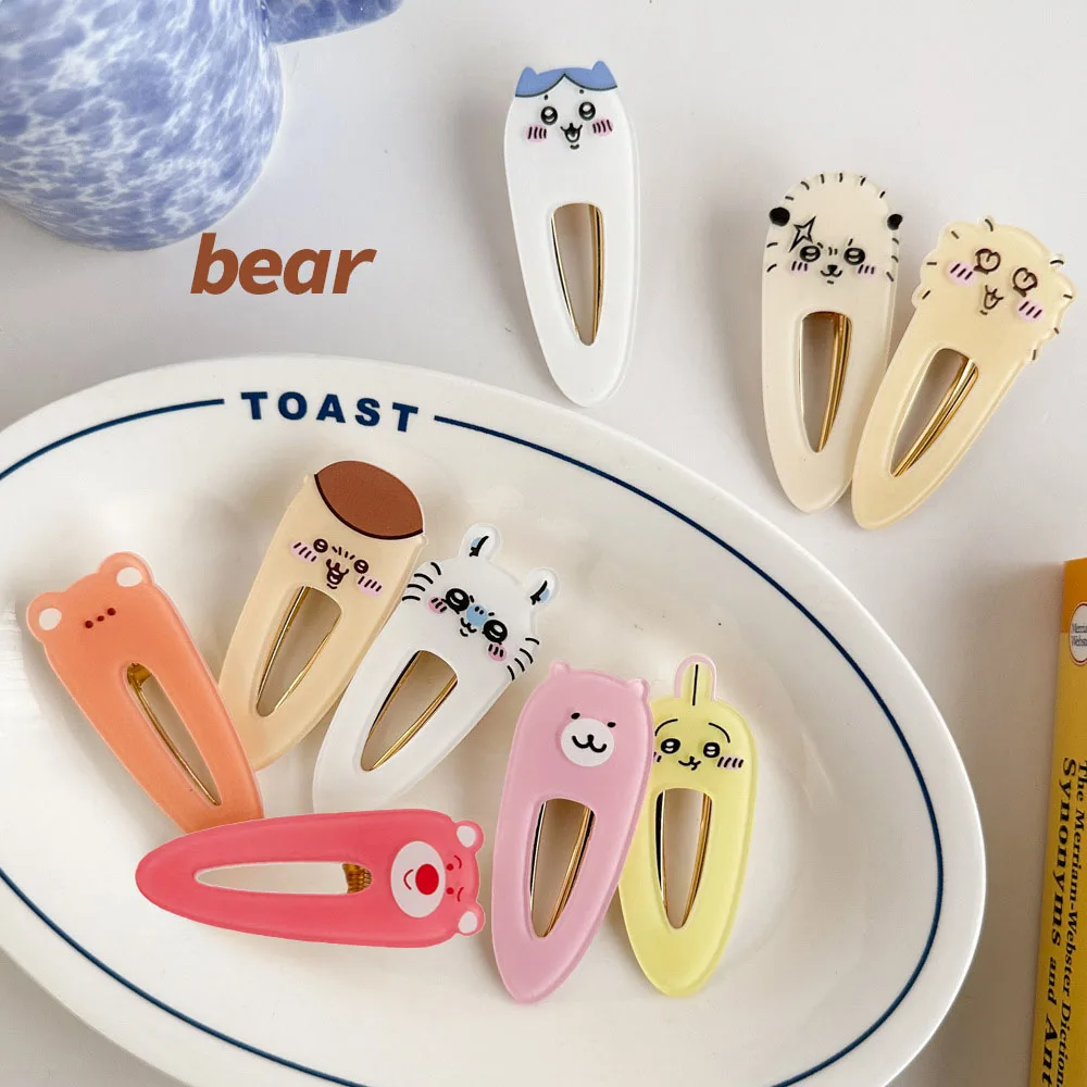 Color: Gold - 2024 Creative Duck Beak Hairclip Anime Figure Chiikawa Hachiware Girl's Forehead Fringe Side Hair Clip Student Hair Accessories