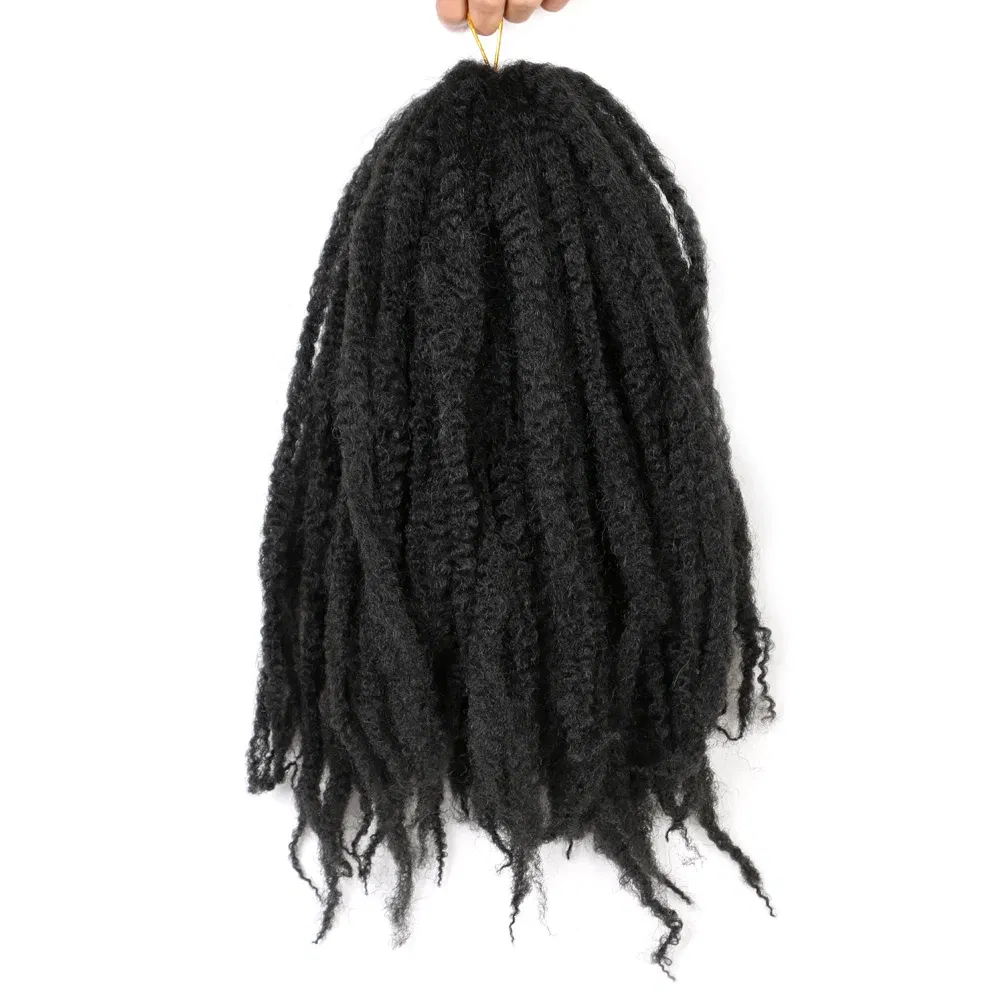 Color: #1B, Stretched Length: 18inches, Bulk Buy: 3Pcs/Lot - 18 Inch Synthetic Marley Twist Braiding Hair Afro Kinky Curly Crochet Hair for Faux Locs Long Springy Twist Hair Extensions