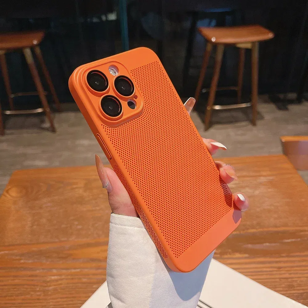 Color: black, Compatible-Phone Models: For iPhone 16, Ships From: CHINA - Breathable Heat Dissipation Cooling Case For iPhone 16 Pro Max 15 14 13 12 11 PC Hard Back Cover
