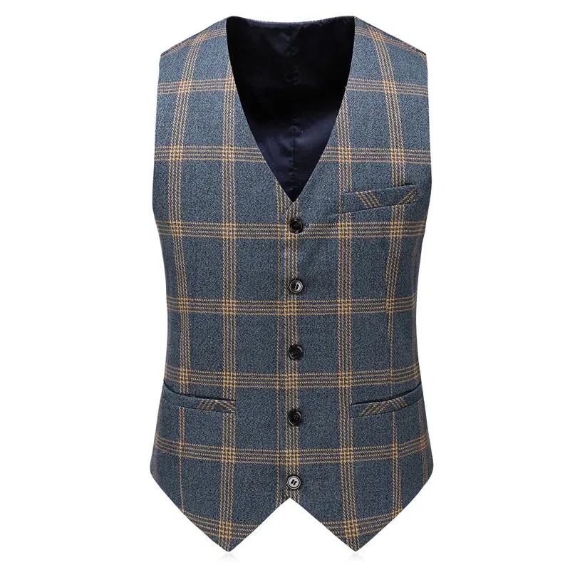 Color: Khaki, Size: XXXL - High-End Three-Piece Men's Wedding Suit with Vest And Trousers Fashion Business Casual Groom's Dress All-In-One