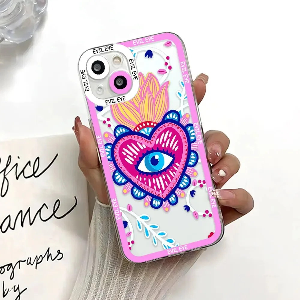 Color: black, Material: CANVAS - Blue Evil Eye Phone Case For Samsung Galaxy S10 S20 S21 S22 S23 S24 FE Plus Ultra Note 20 Transparent TPU Case