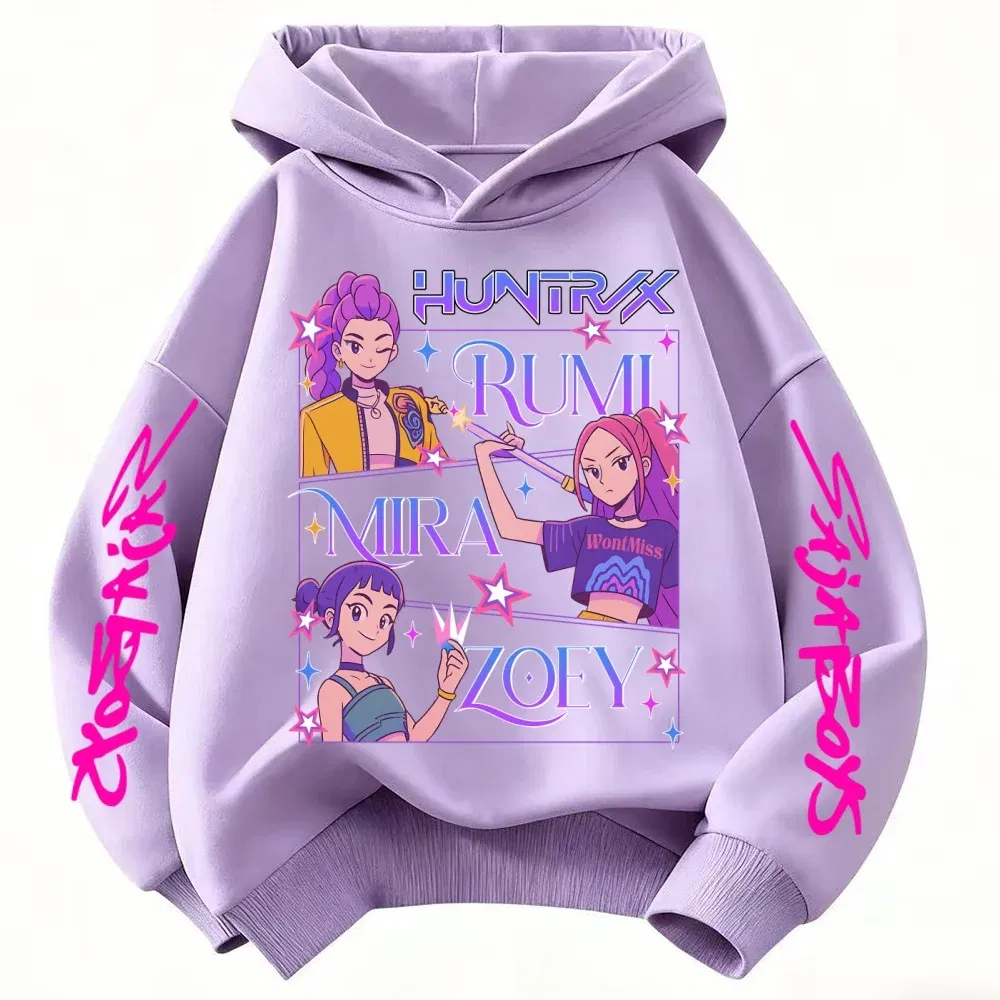 Color: Red, Kid Size: 6 - Children's Hoodies KPop Demon Hunters tops Boy Girls Coat Casual Toddle Sweatshirr white pink child 3-12 year the Spring Autumn