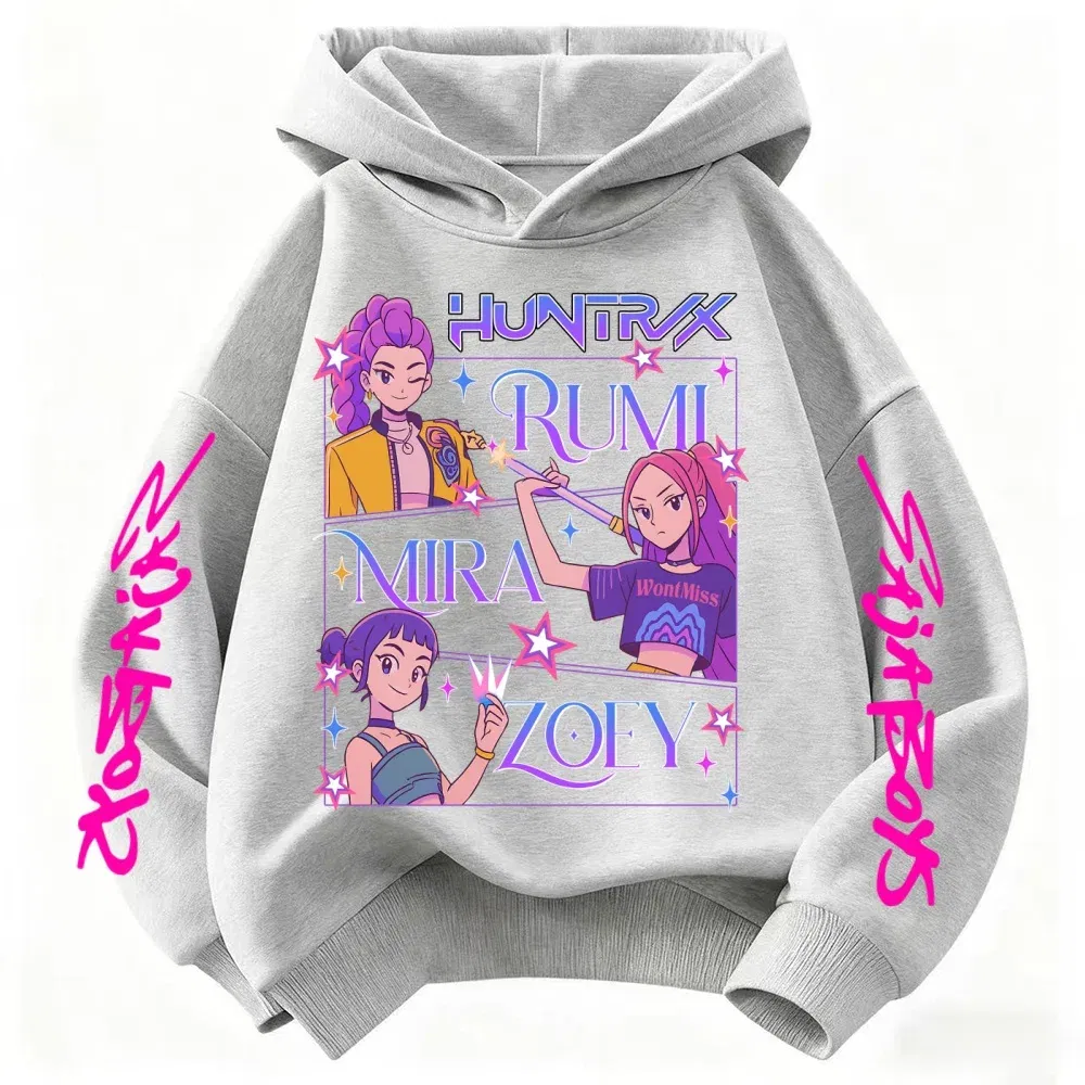 Color: Red, Kid Size: 6 - Children's Hoodies KPop Demon Hunters tops Boy Girls Coat Casual Toddle Sweatshirr white pink child 3-12 year the Spring Autumn