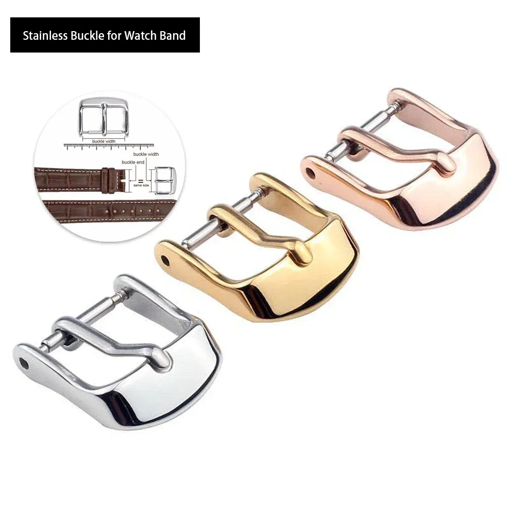 Band Color: Blue Light Blue, Band Width: 22mm, Ships From: CHINA - Stainless Steel Watch Buckle for Leather Strap Pin Buckle Strap Buckle Gold Silver Rose Gold Strap Button Accessories